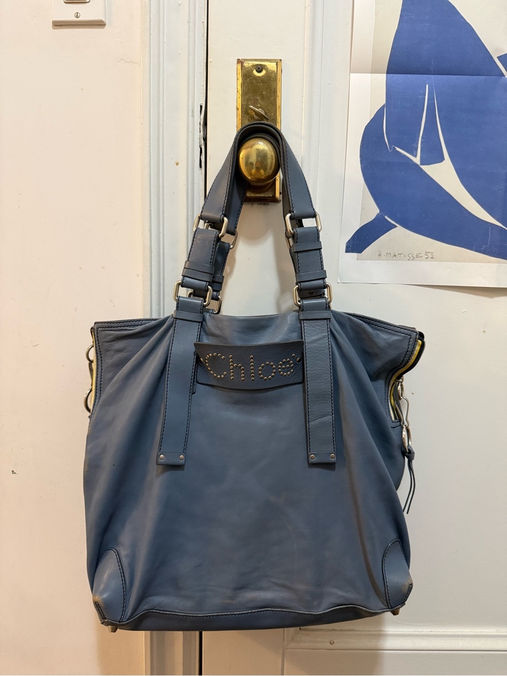 Chloé Soft Blue Leather Shoulder Tote
